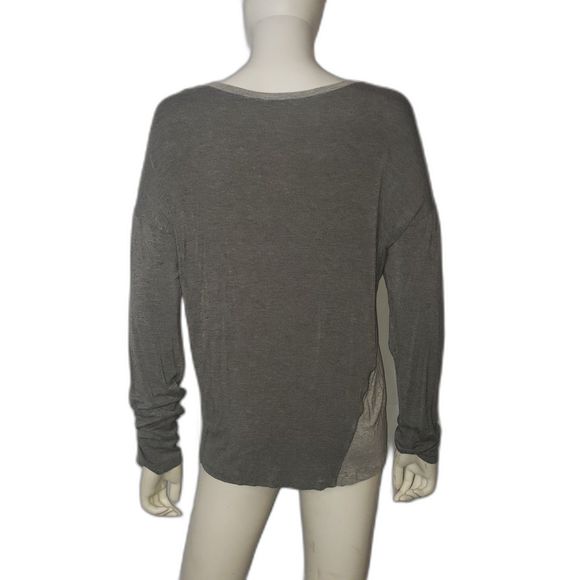 TAHARI Gray Long Sleeve Distressed T Shirt - Picture 2 of 7